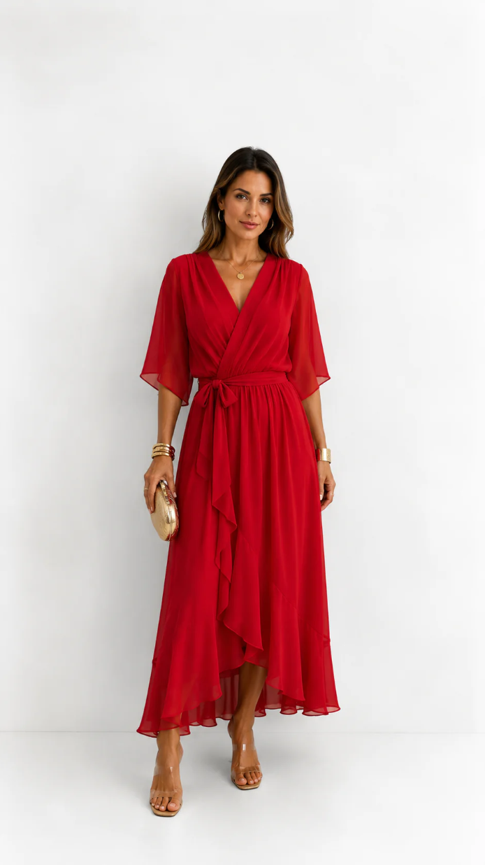 Isabelle™ | Graceful Chiffon Wrap Maxi Dress