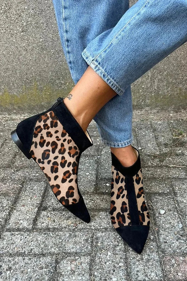Luna | Leopard Print Pointed Ankle Boots