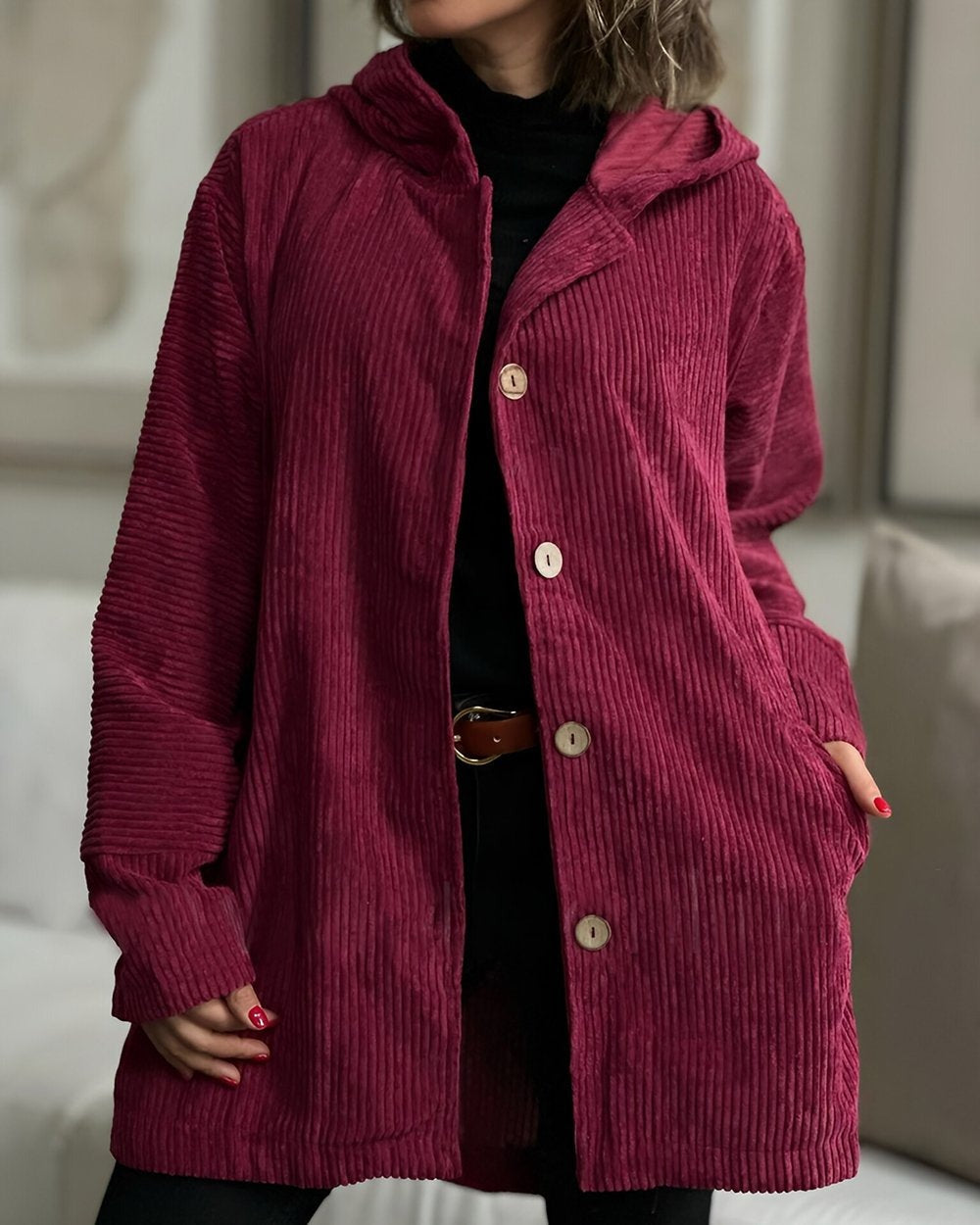 Frost Edit | Cozy Corduroy Hooded Jacket