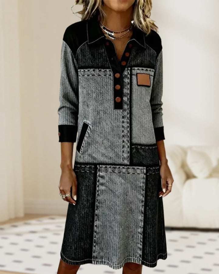 Colette | V-neck Button Flip Dress