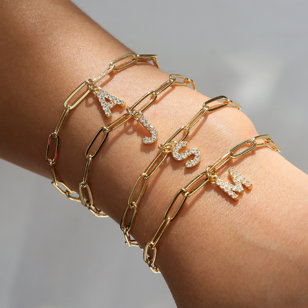 Dainty Initial Paperclip Bracelet
