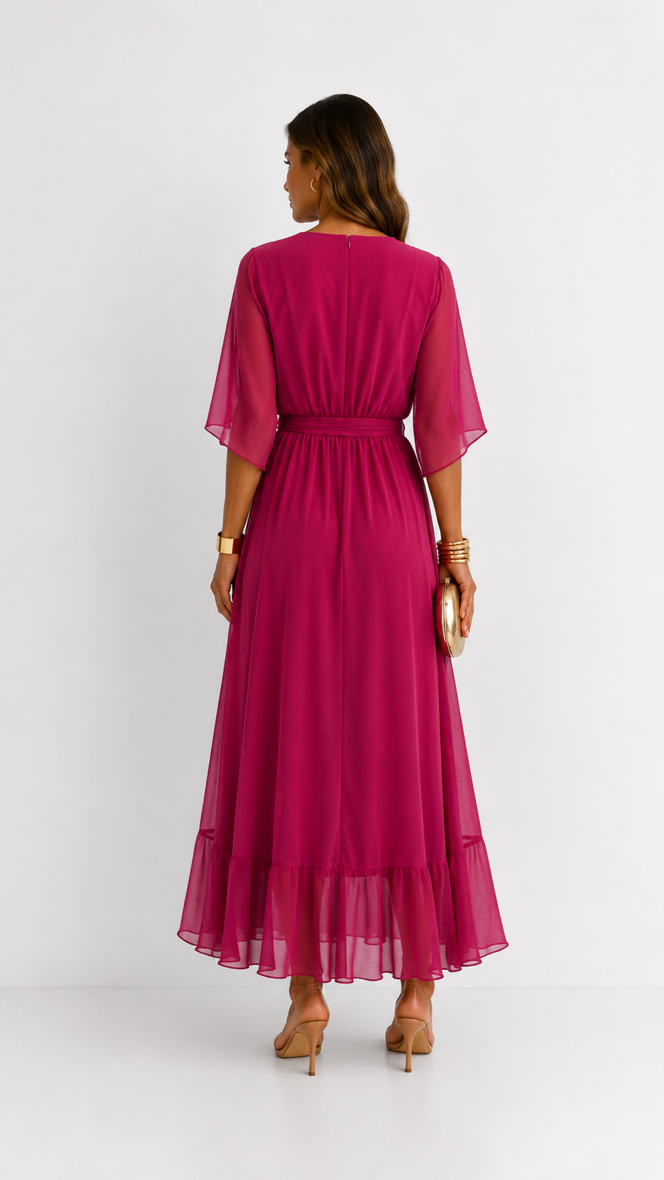 Isabelle™ | Graceful Chiffon Wrap Maxi Dress