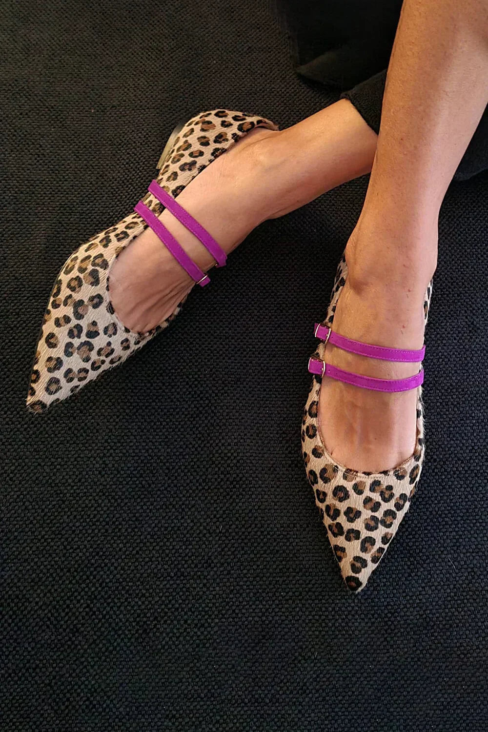 Ariana | Leopard Print Cross-Strap Flats