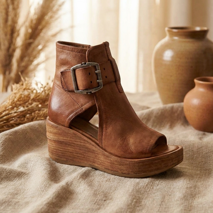 Aurelia™ | Chic Open-Toe Wedge Booties