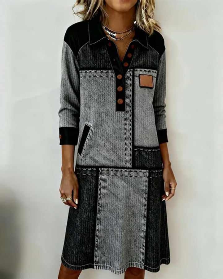 Colette | V-neck Button Flip Dress