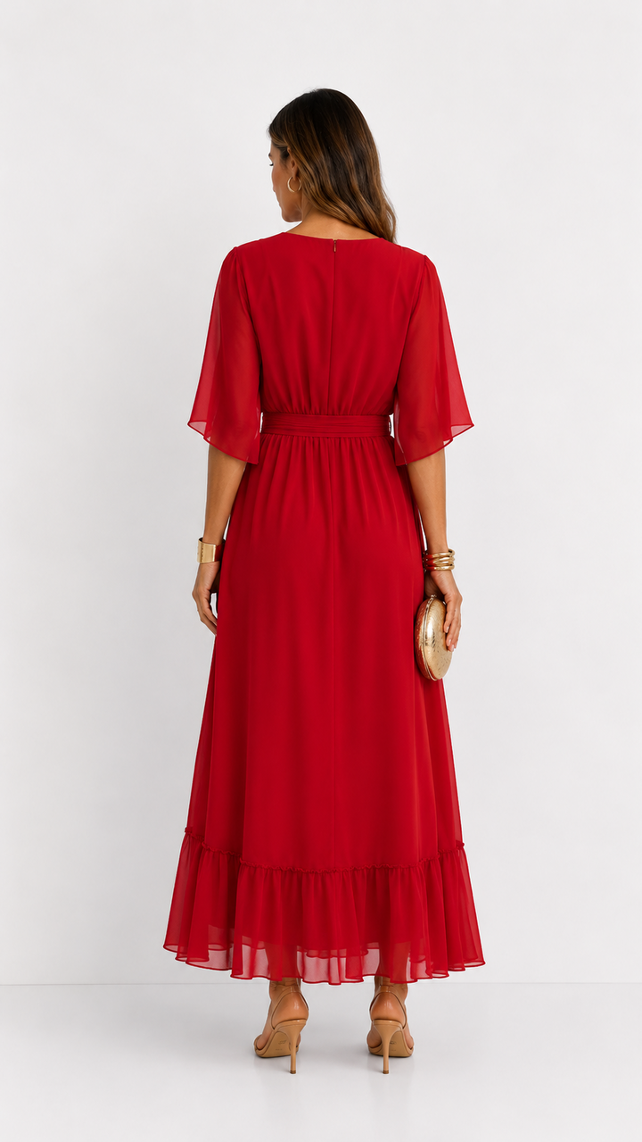 Isabelle™ | Graceful Chiffon Wrap Maxi Dress