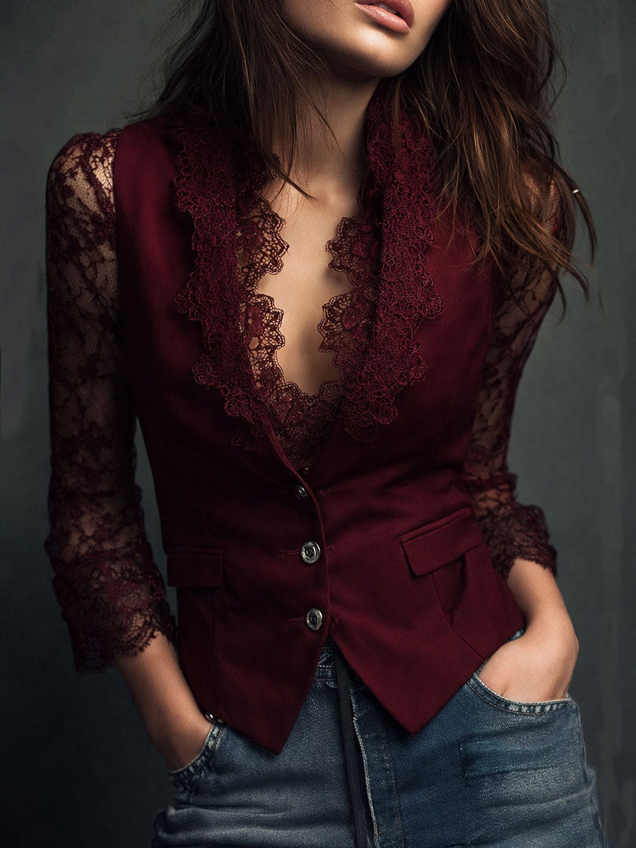 Karen | Black Lace Blazer