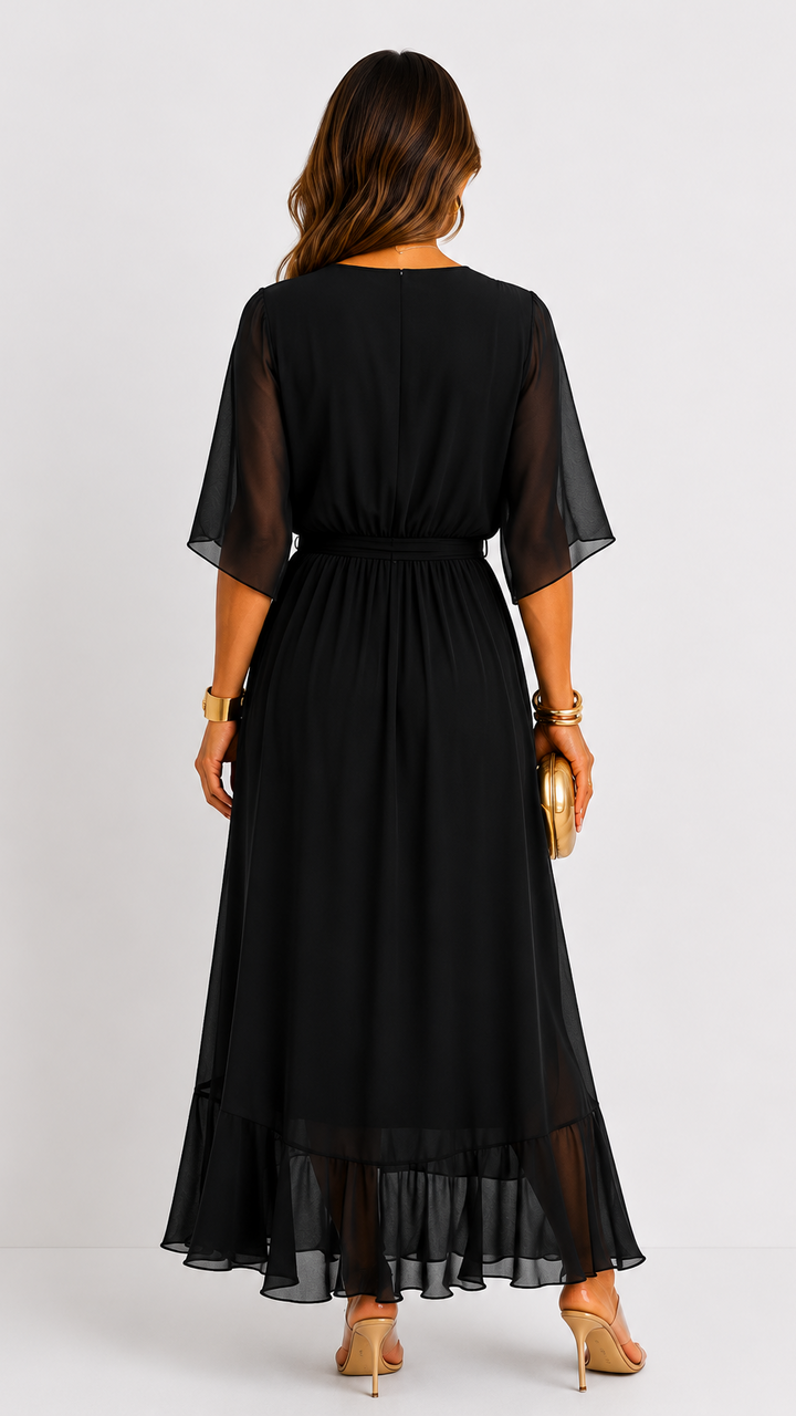 Isabelle™ | Graceful Chiffon Wrap Maxi Dress
