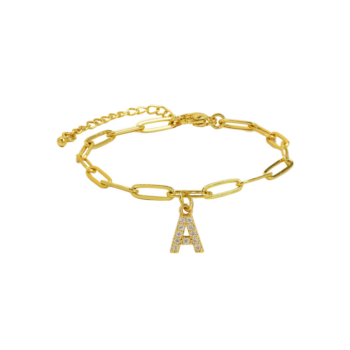 Dainty Initial Paperclip Bracelet