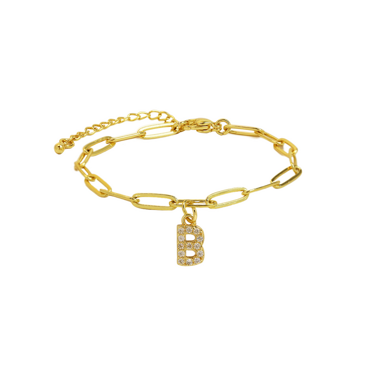 Dainty Initial Paperclip Bracelet