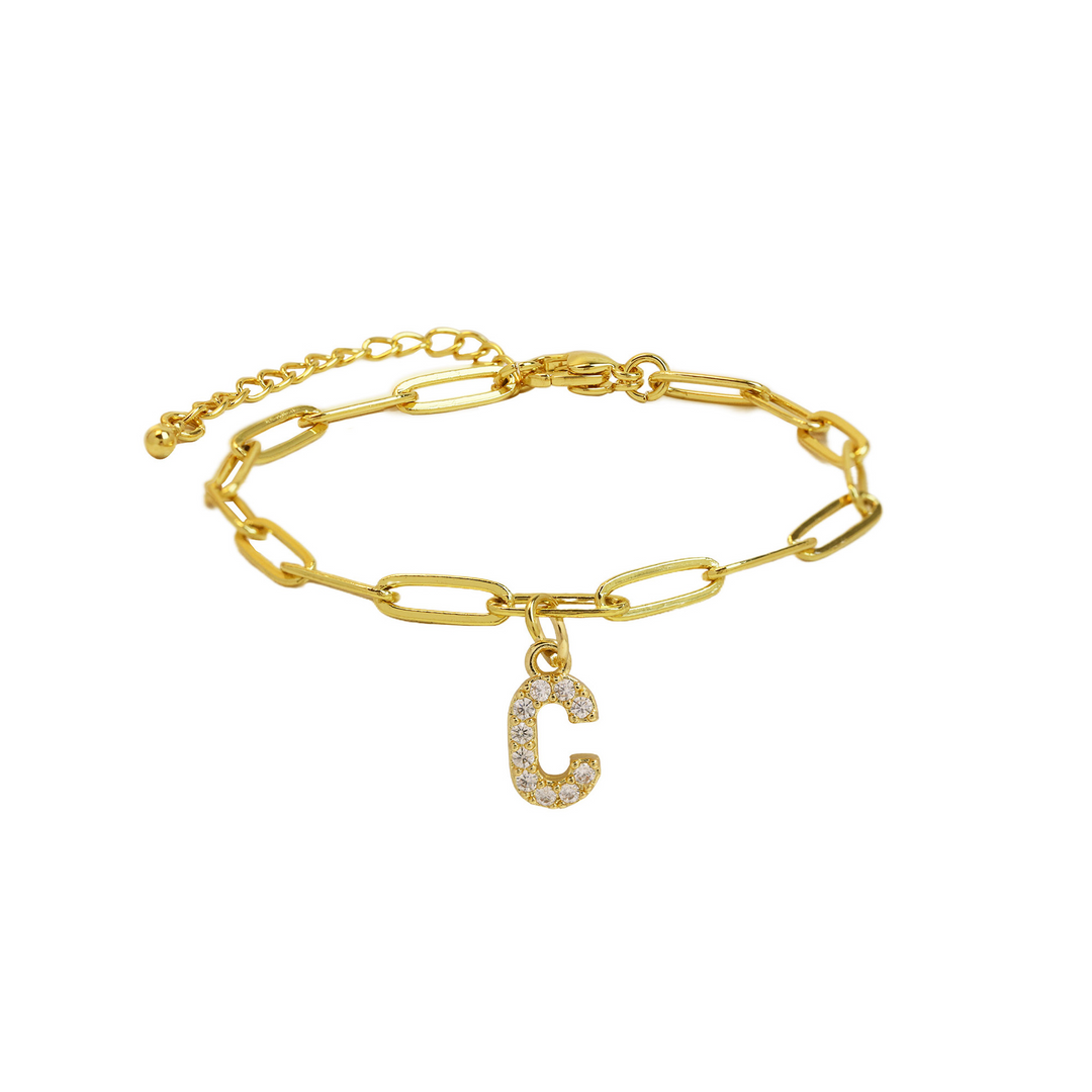 Dainty Initial Paperclip Bracelet