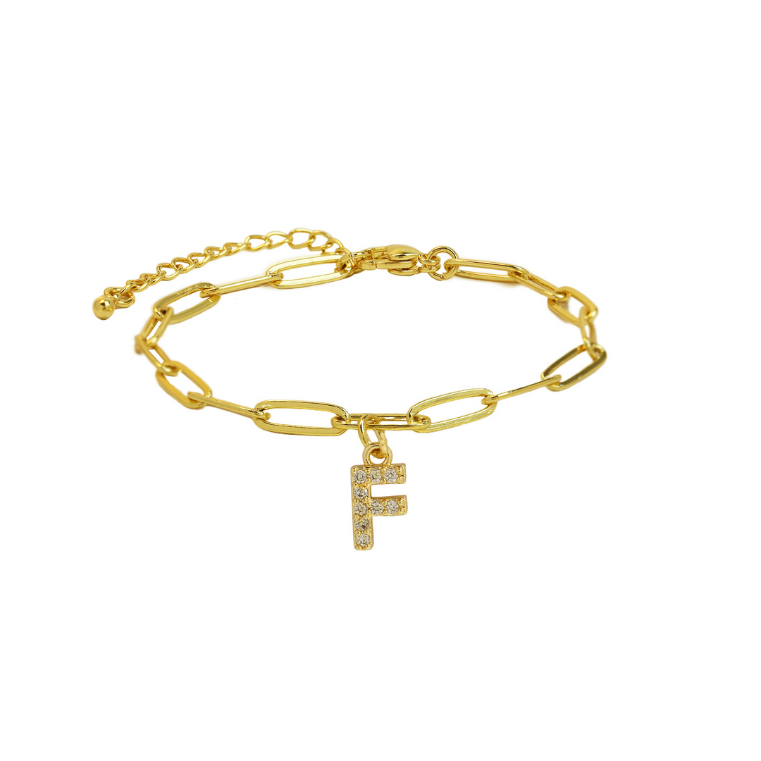 Dainty Initial Paperclip Bracelet
