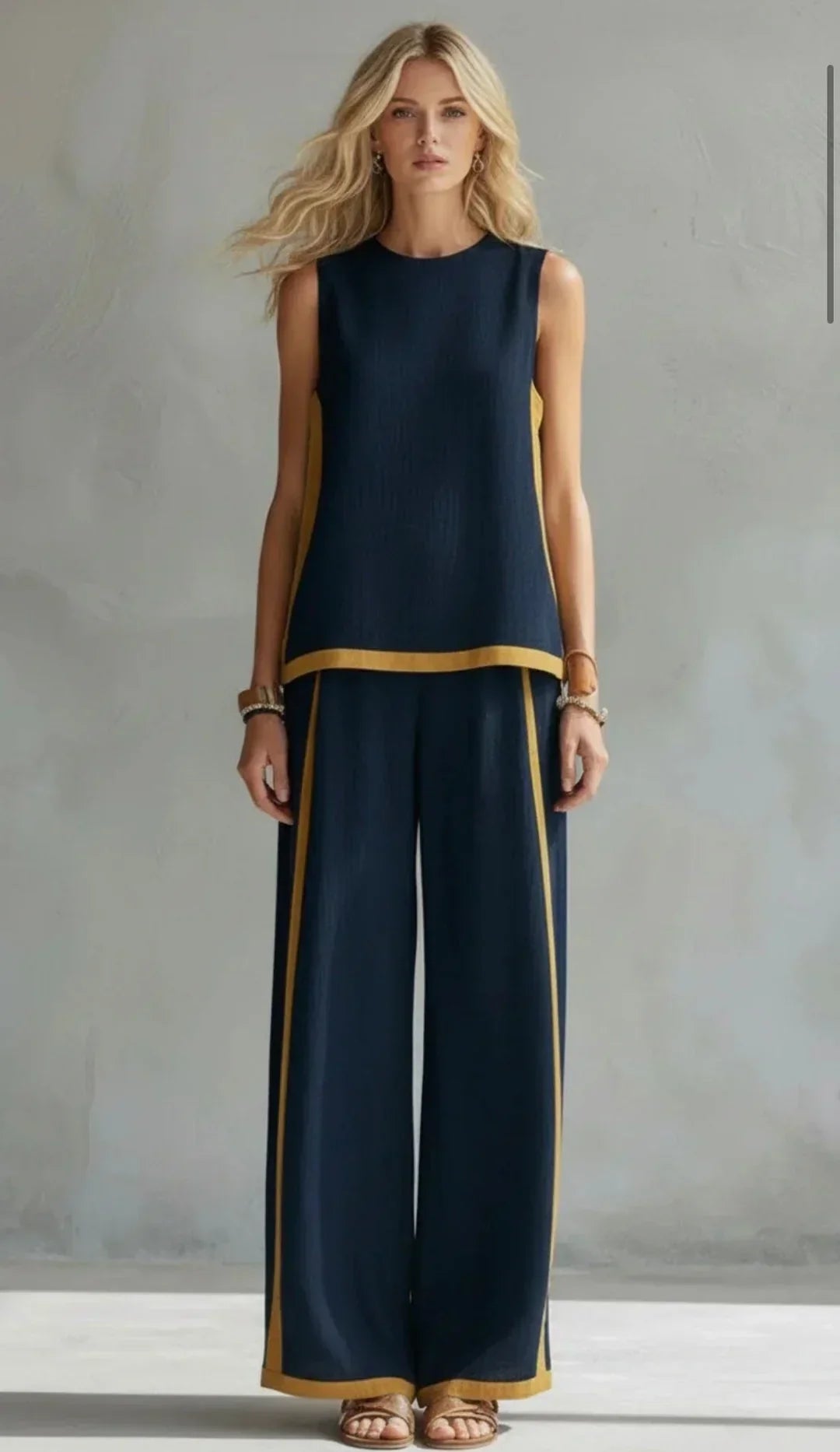 Camille™ | Contrast Trim Vest &amp; Trouser Set