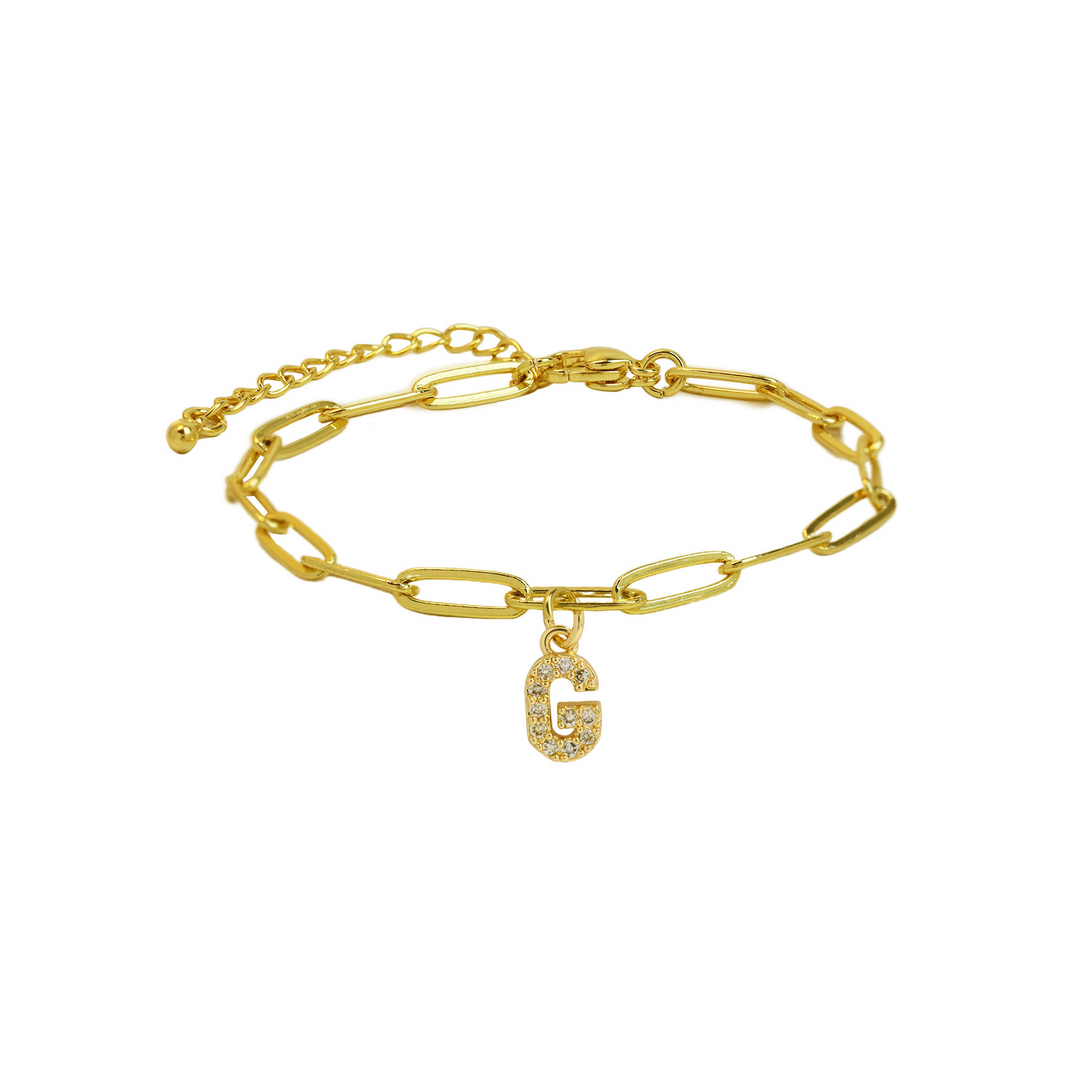 Dainty Initial Paperclip Bracelet