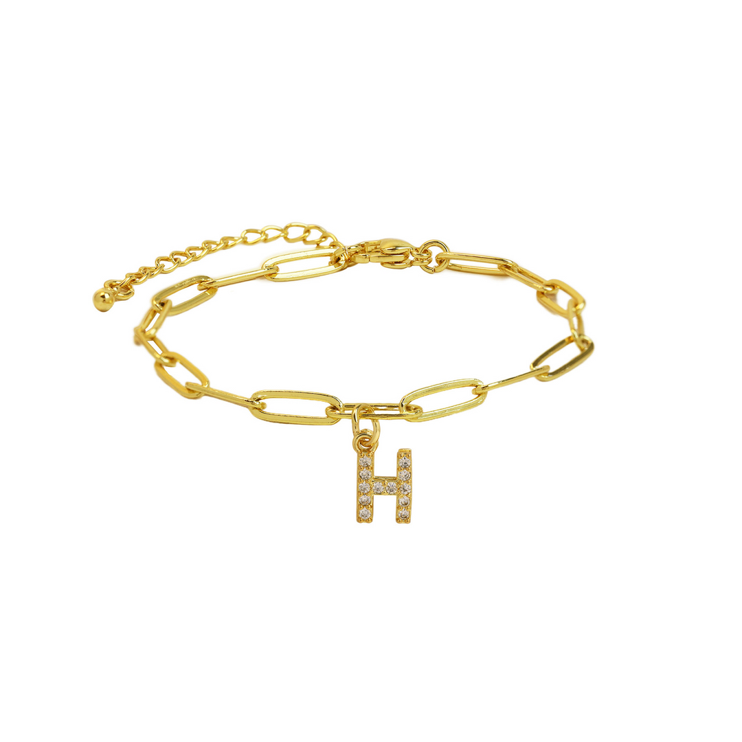 Dainty Initial Paperclip Bracelet