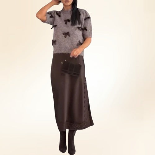 Elara Classic Sweater &amp; Skirt Set for Effortless Femininity