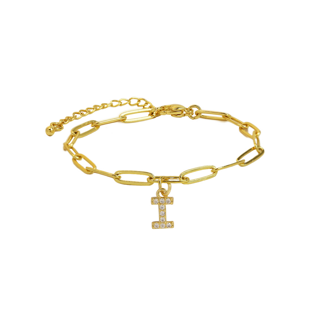 Dainty Initial Paperclip Bracelet