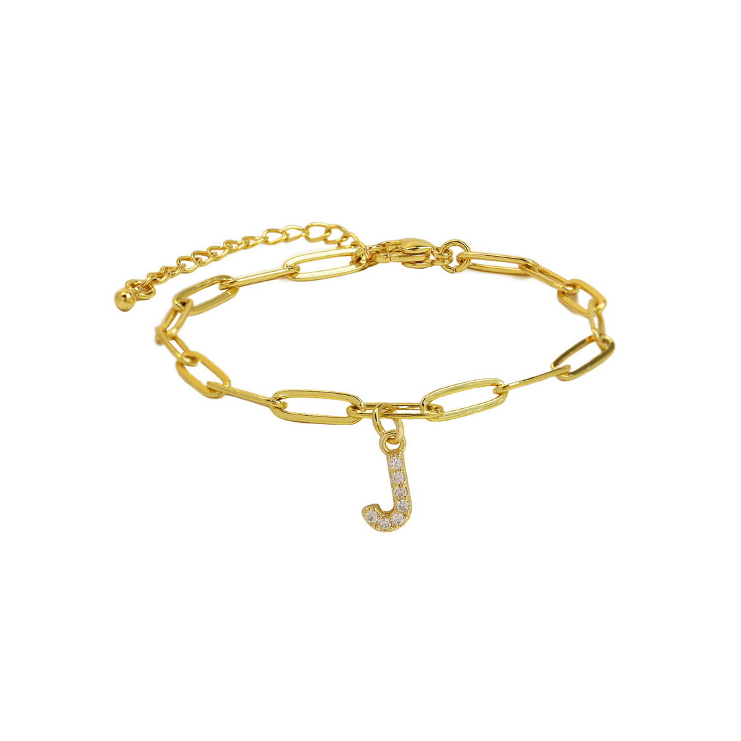 Dainty Initial Paperclip Bracelet