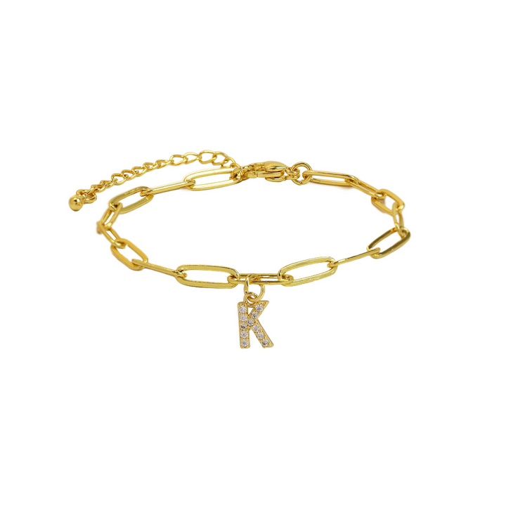 Dainty Initial Paperclip Bracelet