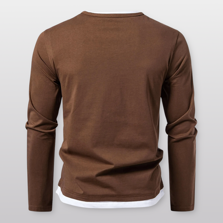 Giovanni | Layered V-Notch Long Sleeve Shirt