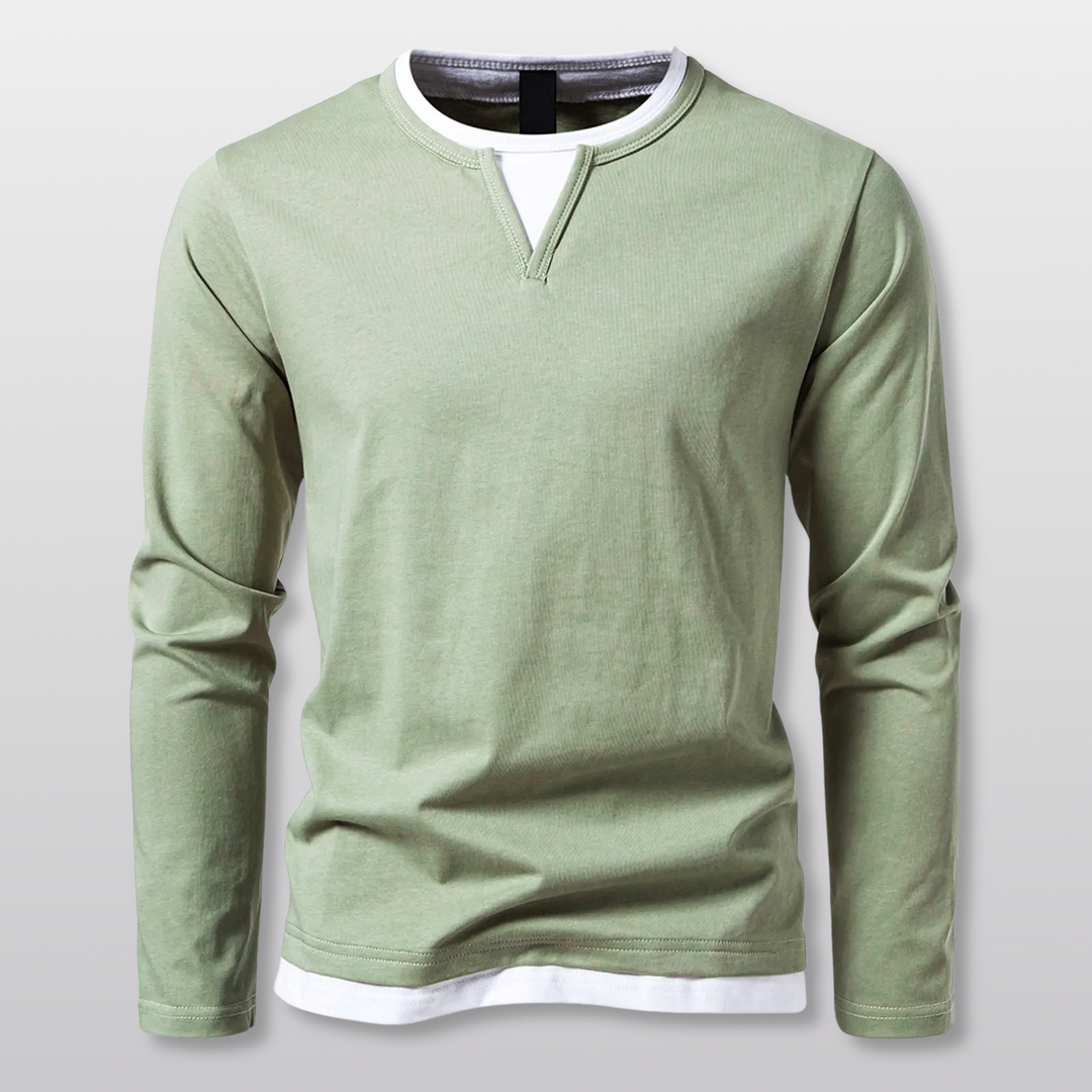 Giovanni | Layered V-Notch Long Sleeve Shirt