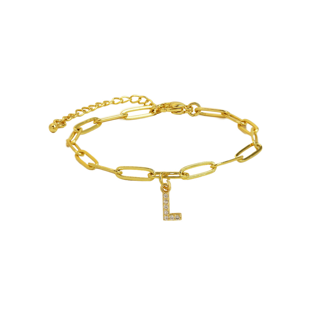 Dainty Initial Paperclip Bracelet