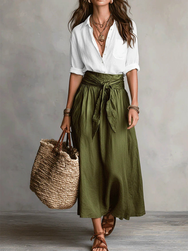Olivia™ Two-Piece Shirt &amp; Midi Skirt Set