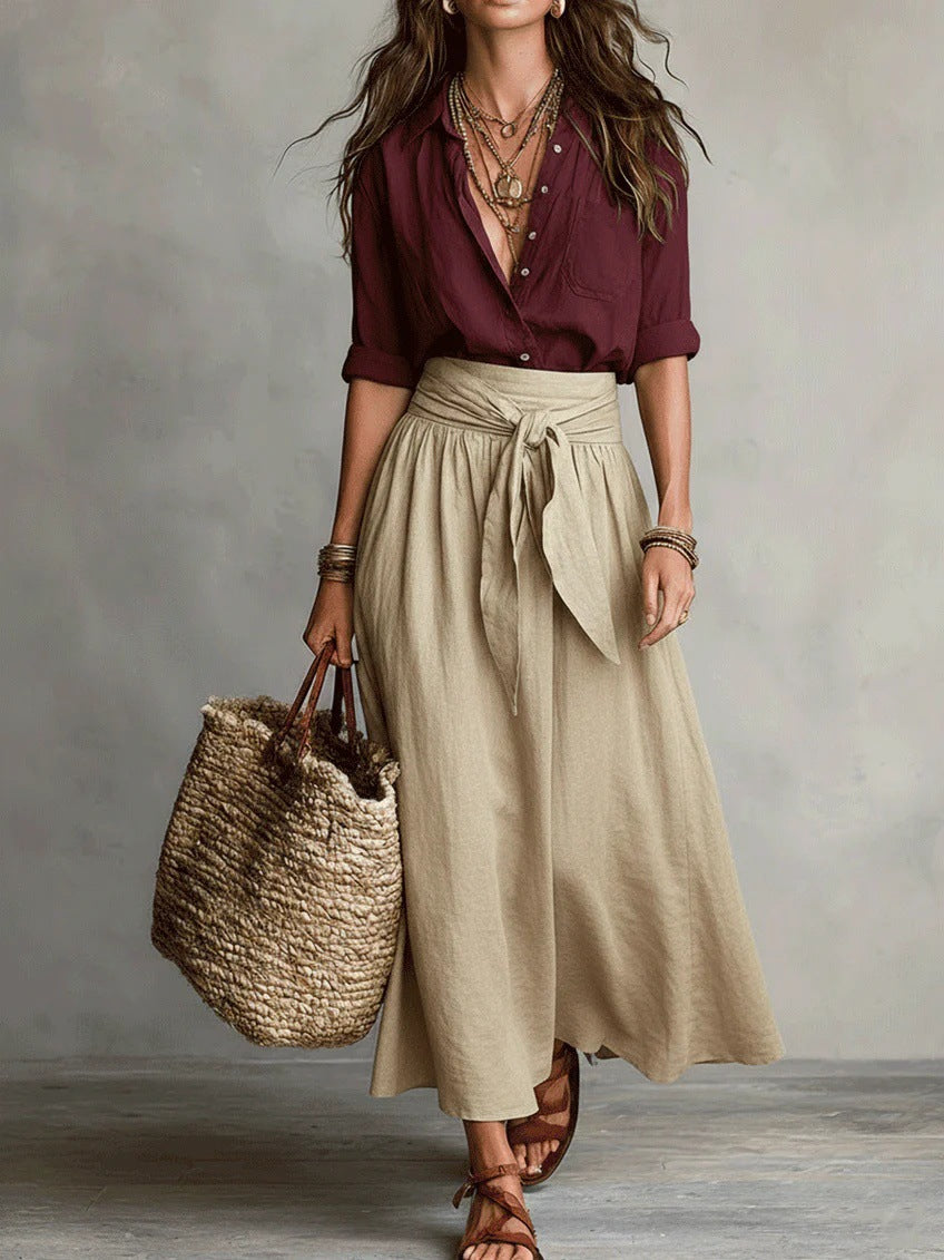 Olivia™ Two-Piece Shirt &amp; Midi Skirt Set