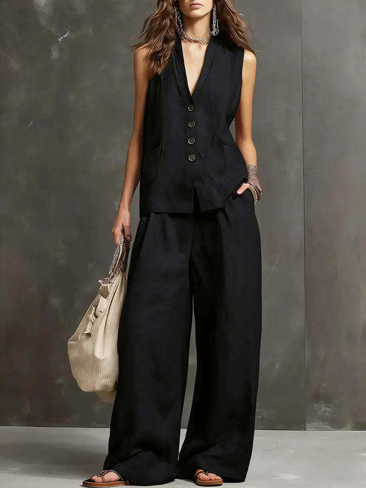 Avery™ | Sleeveless Vest &amp; Wide-Leg Two-Piece Set