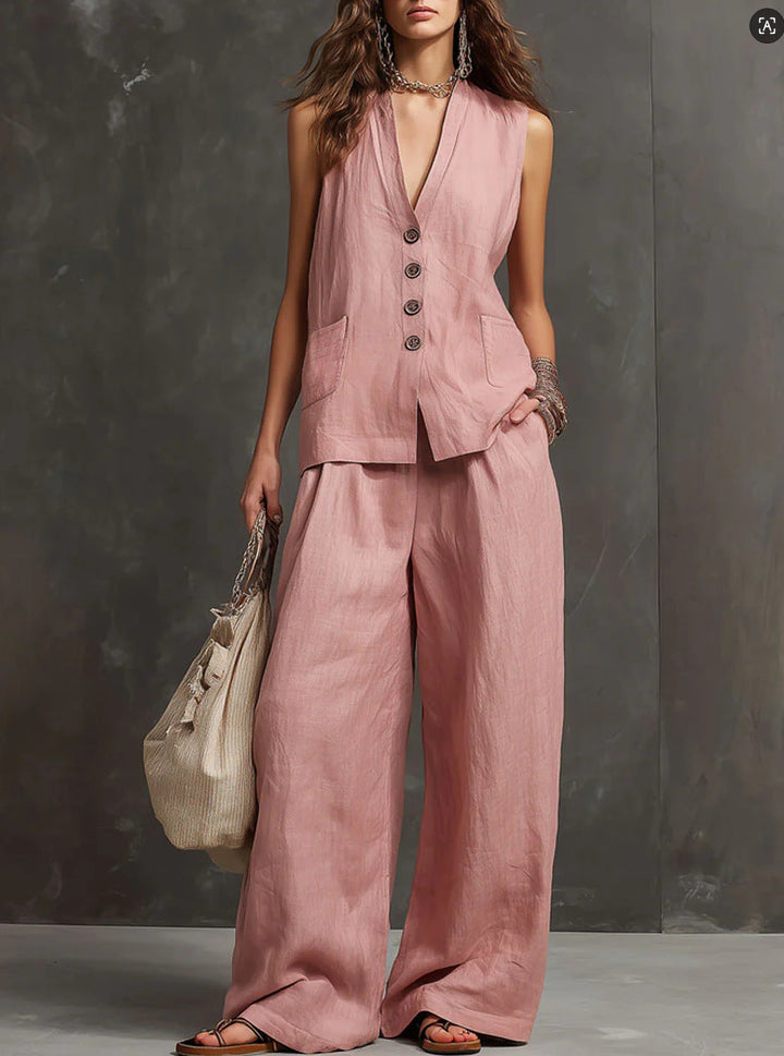 Avery™ | Sleeveless Vest &amp; Wide-Leg Two-Piece Set