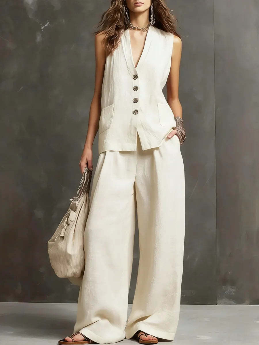 Avery™ | Sleeveless Vest &amp; Wide-Leg Two-Piece Set