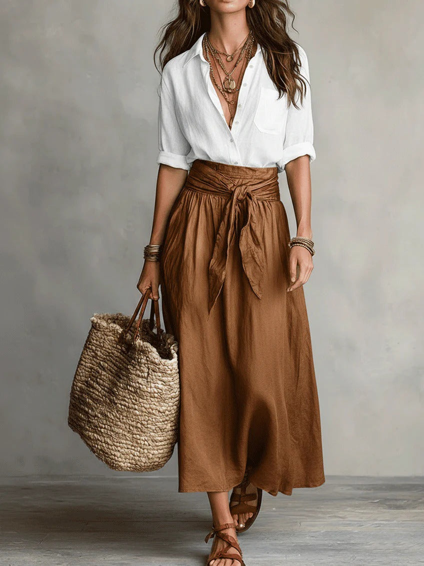 Olivia™ Two-Piece Shirt &amp; Midi Skirt Set