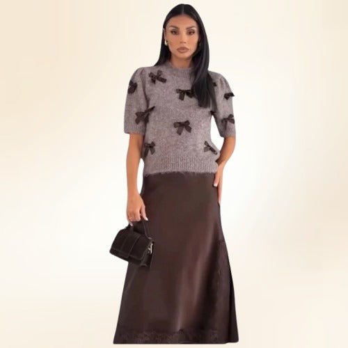 Elara Classic Sweater &amp; Skirt Set for Effortless Femininity