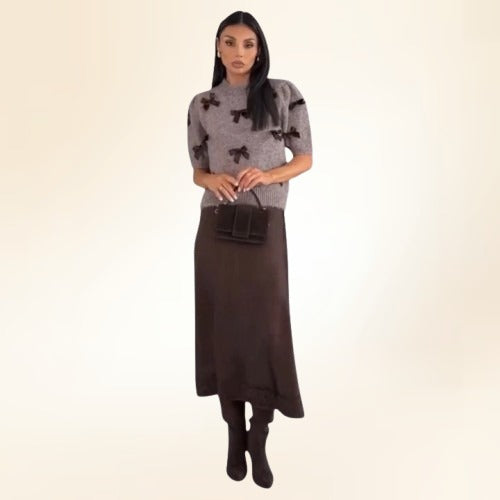 Elara Classic Sweater &amp; Skirt Set for Effortless Femininity