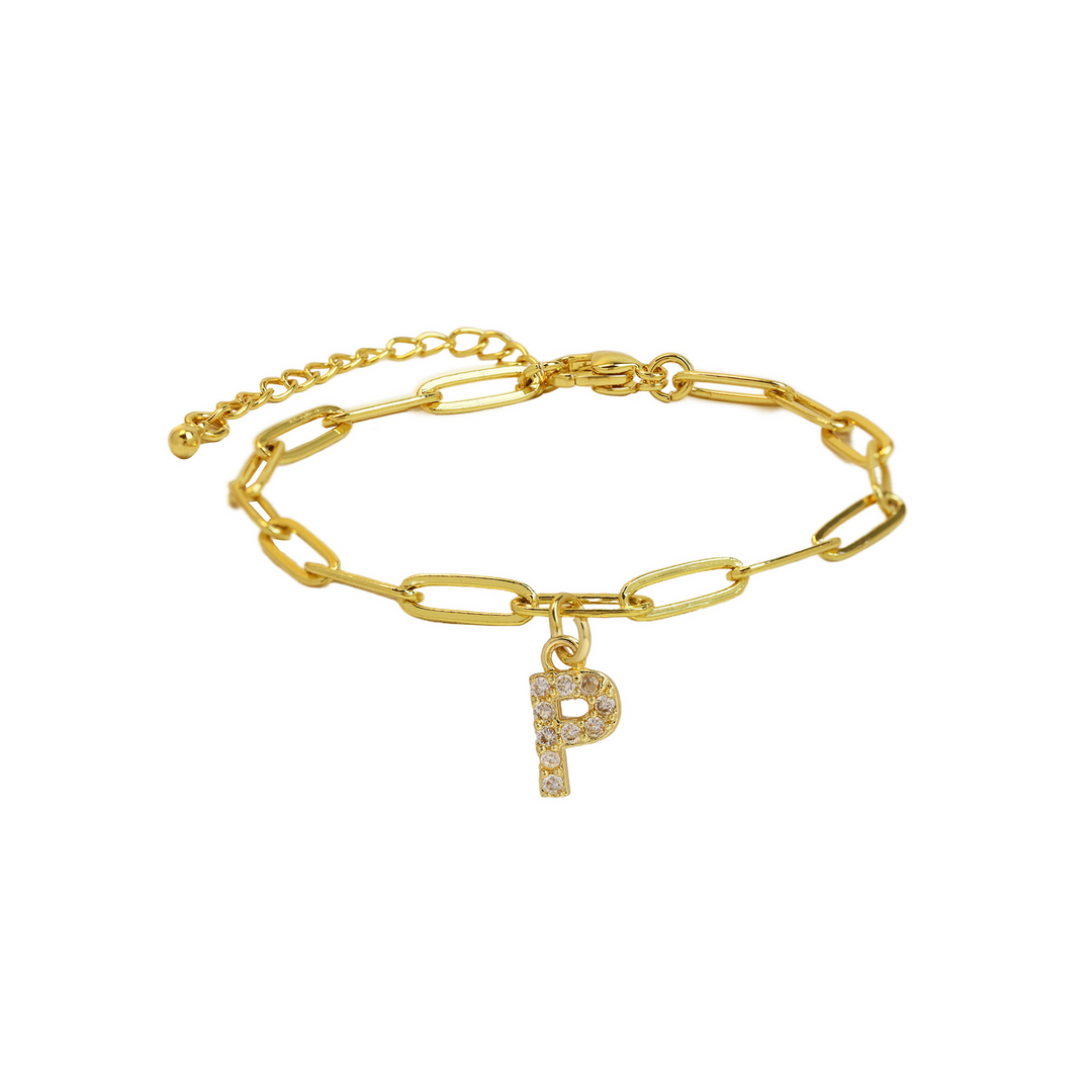 Dainty Initial Paperclip Bracelet