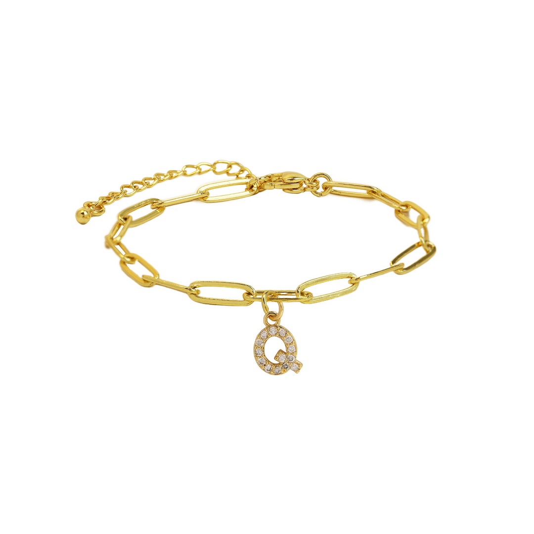 Dainty Initial Paperclip Bracelet