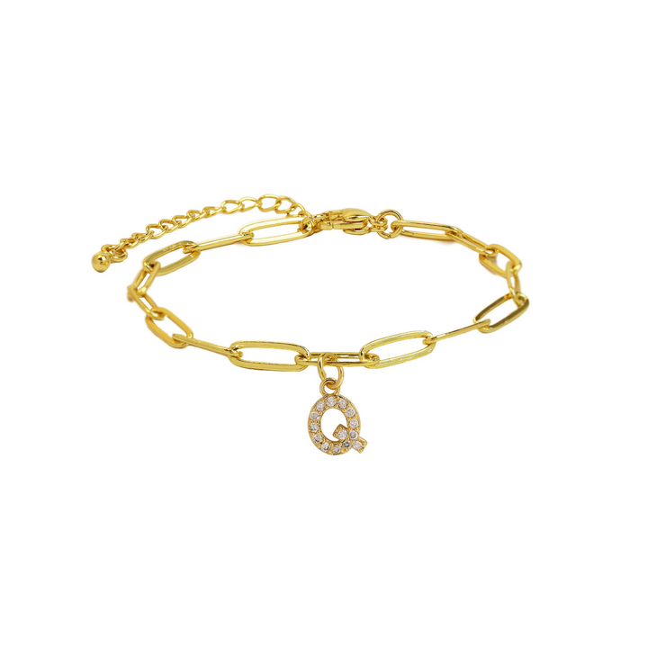 Dainty Initial Paperclip Bracelet