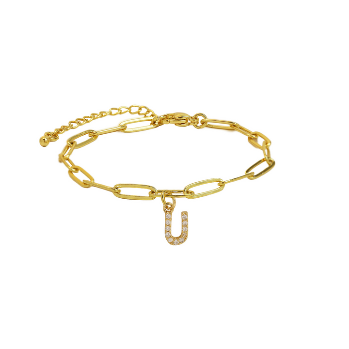 Dainty Initial Paperclip Bracelet