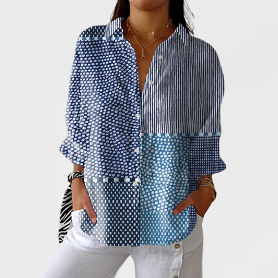 Marina | Ocean Patchwork Style Blouse