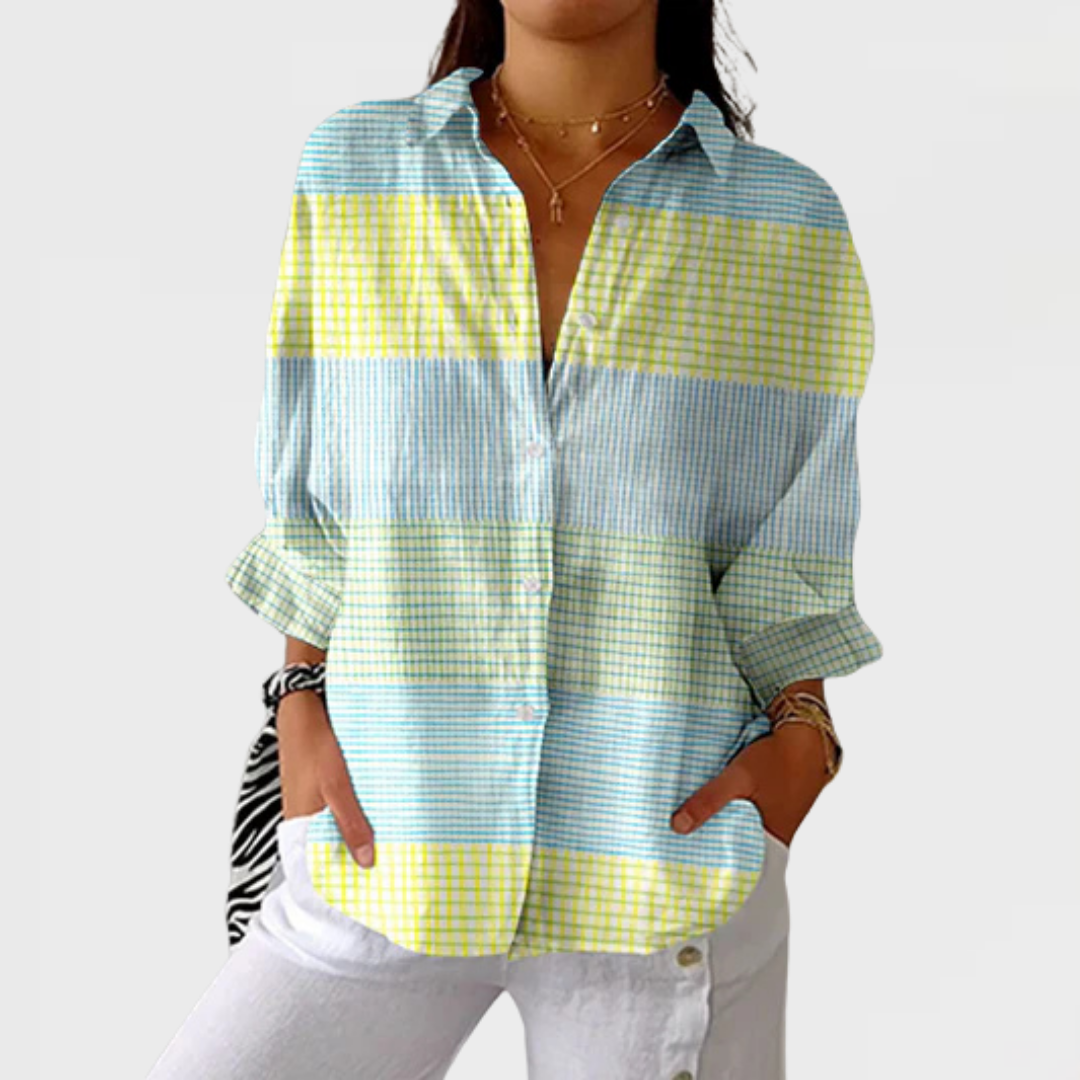 Ivy | Soft Pastel Grid Blouse