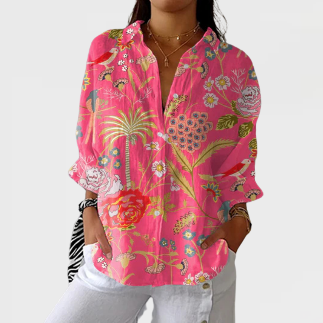 Aria | Tropical Blossom Print Blouse