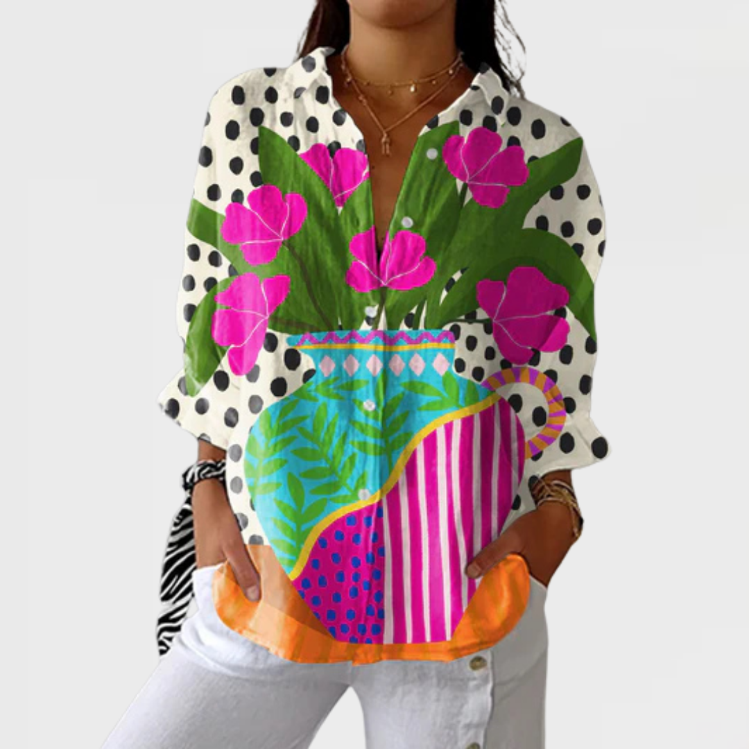 Freya | Artistic Vase Floral Blouse