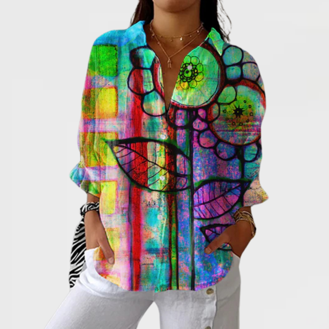 Vera | Abstract Bloom Art Blouse