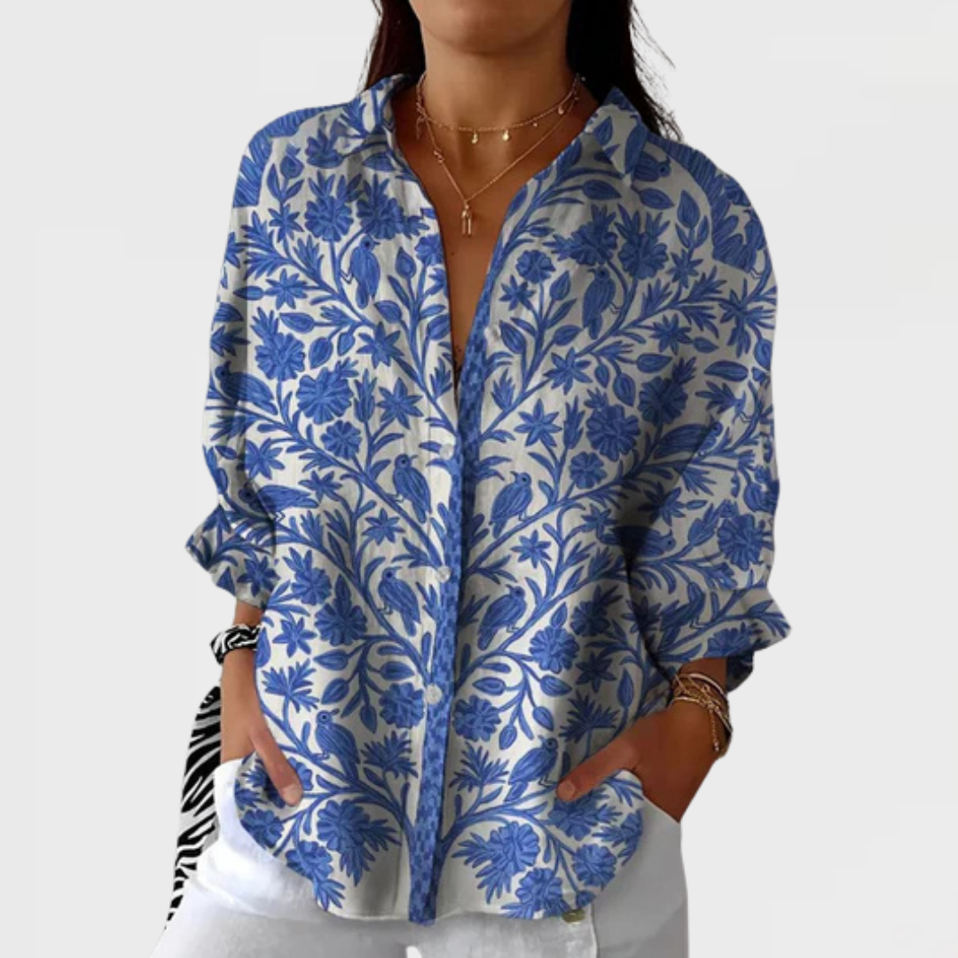 Celeste | Blue Garden Floral Blouse
