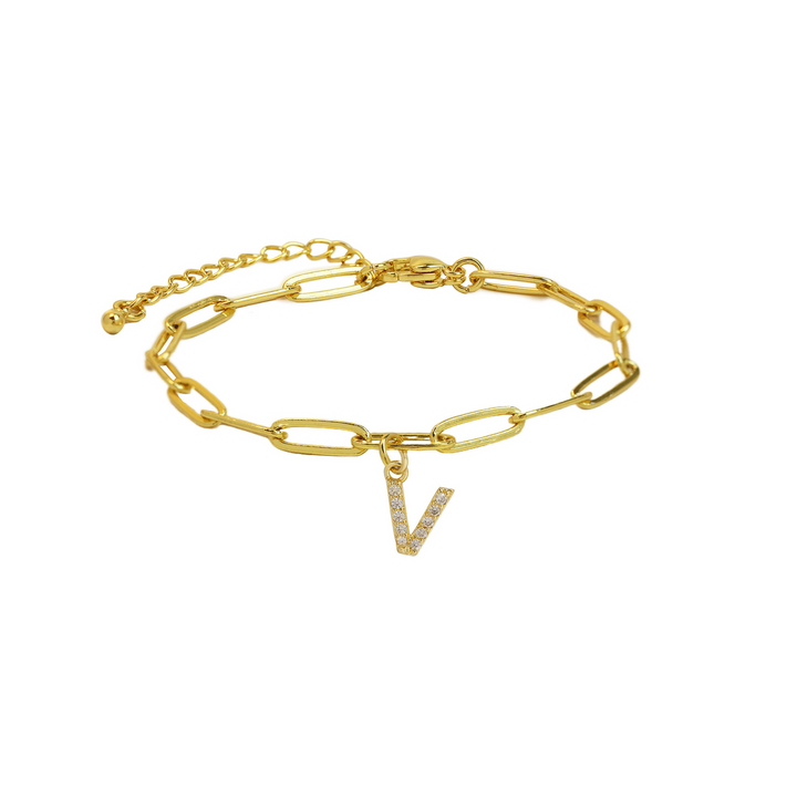 Dainty Initial Paperclip Bracelet