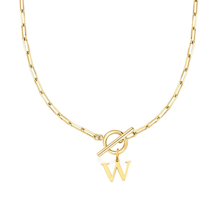 Initial Circle Lock Paperclip Necklace