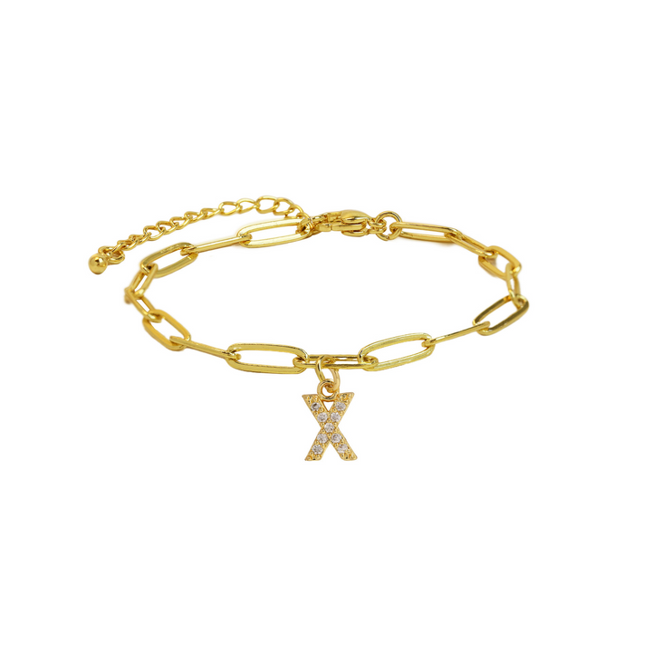 Dainty Initial Paperclip Bracelet