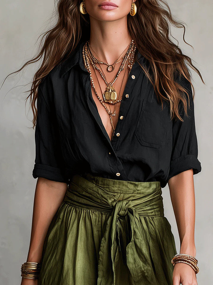Olivia™ Two-Piece Shirt &amp; Midi Skirt Set