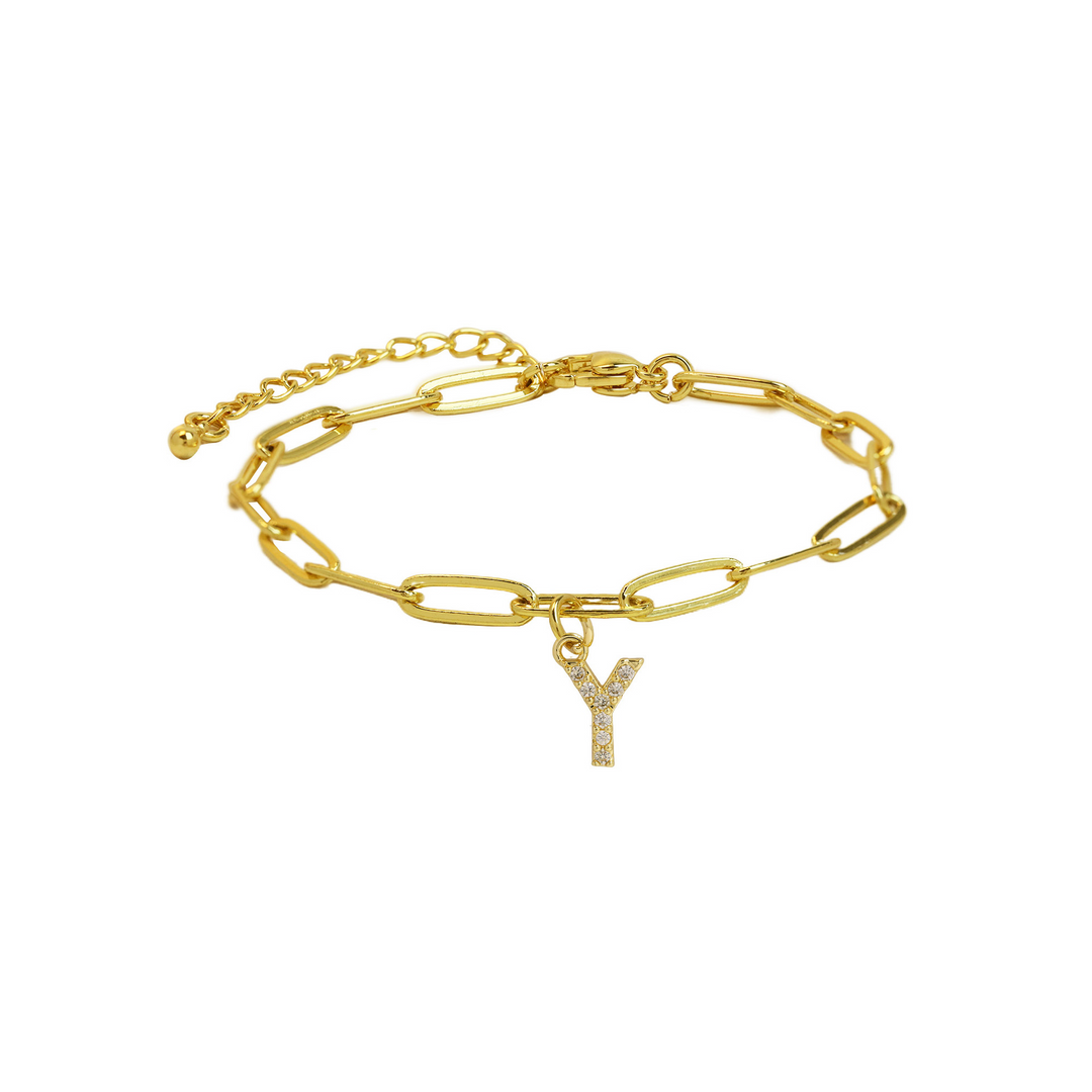 Dainty Initial Paperclip Bracelet