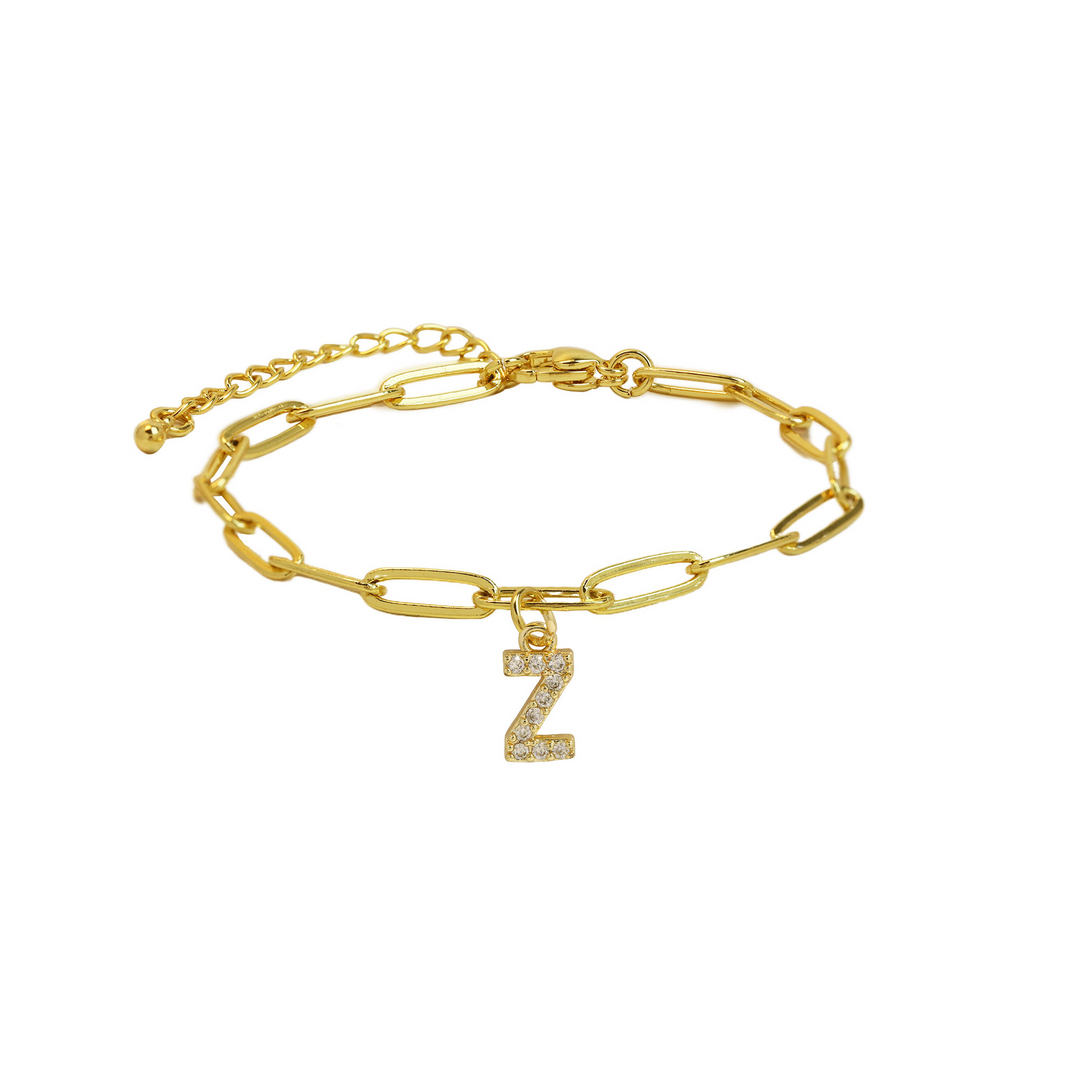 Dainty Initial Paperclip Bracelet
